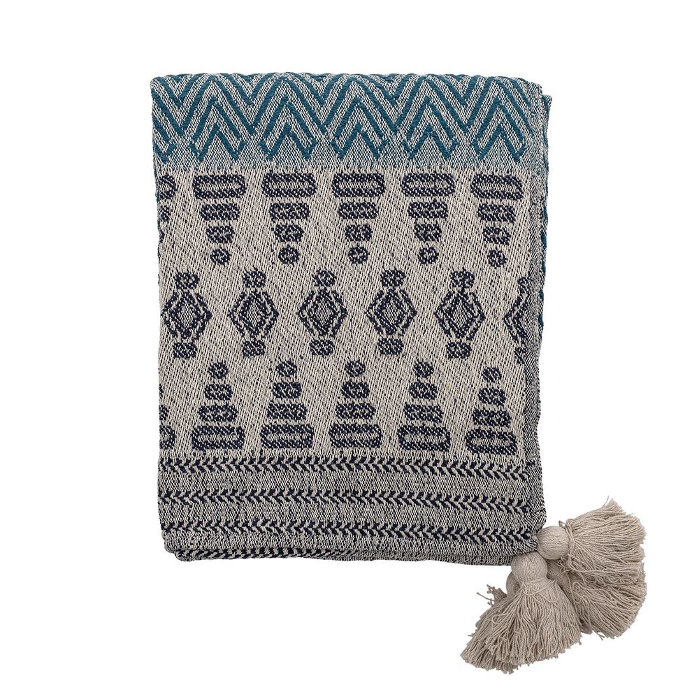 Plaids - Milas Plaid, Blue, Coton recyclé  - BLOOMINGVILLE MULTIBRAND HOUSE