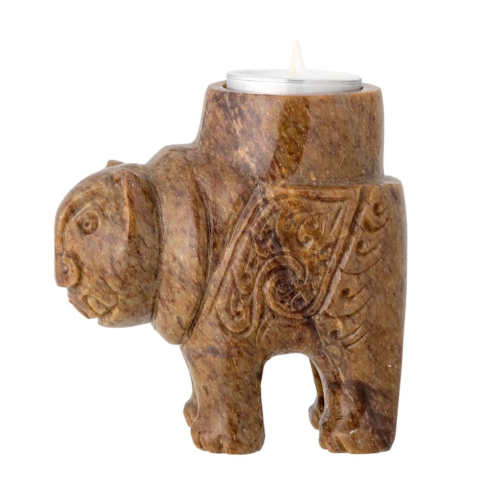Bougeoirs et photophores - Novia Photophore, Marron, Pierre ollaire - BLOOMINGVILLE MULTIBRAND HOUSE