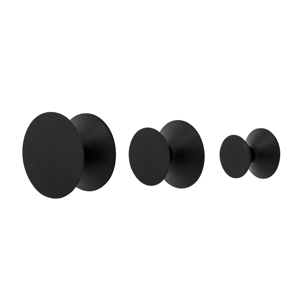 Mounting accessories - Boston Hook, Black, Rubberwood Set of 3 - BLOOMINGVILLE