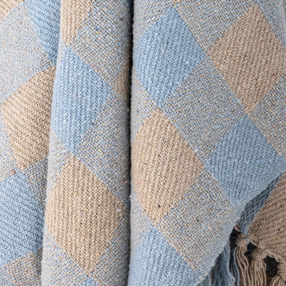 Throw blankets - Largs Throw, Blue, Recycled Cotton - CREATIVE COLLECTION