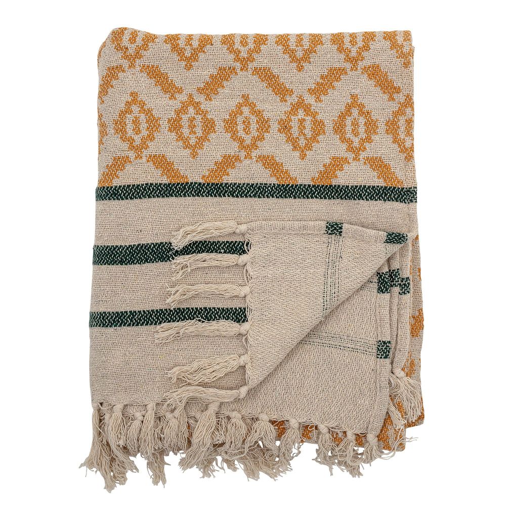 Throw blankets - Fini Throw, Yellow, Recycled Cotton - BLOOMINGVILLE MULTIBRAND HOUSE