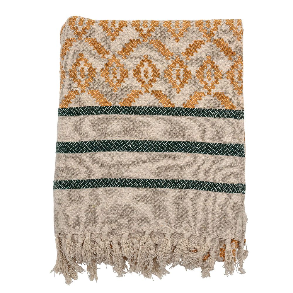 Throw blankets - Fini Throw, Yellow, Recycled Cotton - BLOOMINGVILLE MULTIBRAND HOUSE