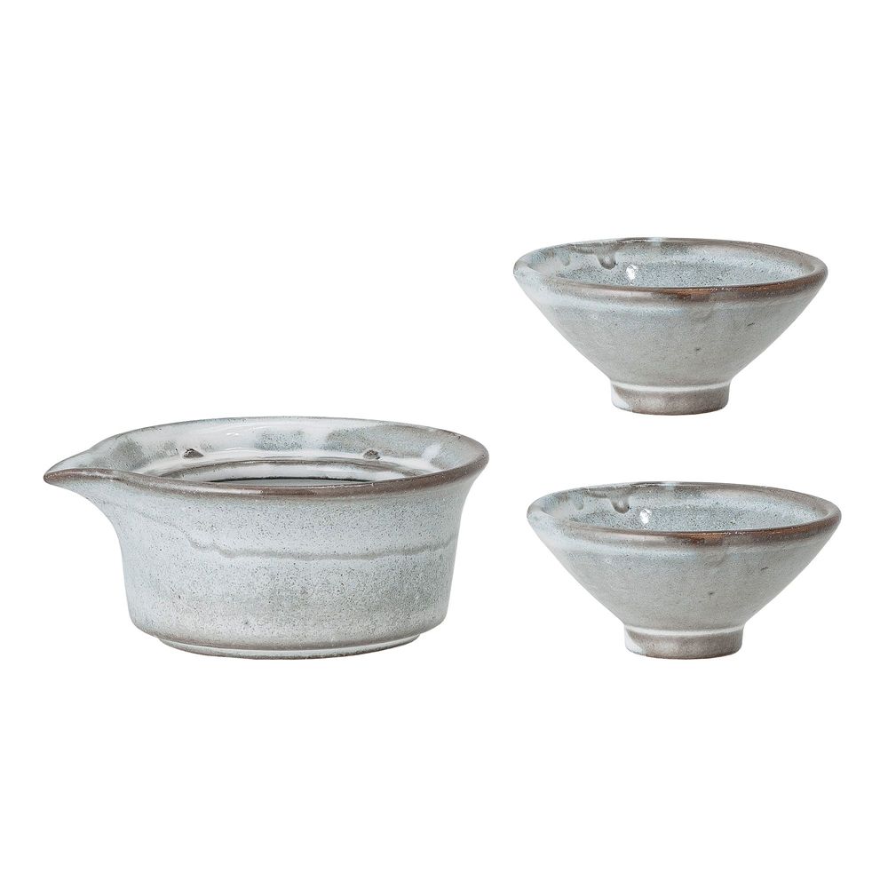 Bowls - Masami Soya Jug w/2 bowls, Nature, Stoneware - BLOOMINGVILLE MULTIBRAND HOUSE