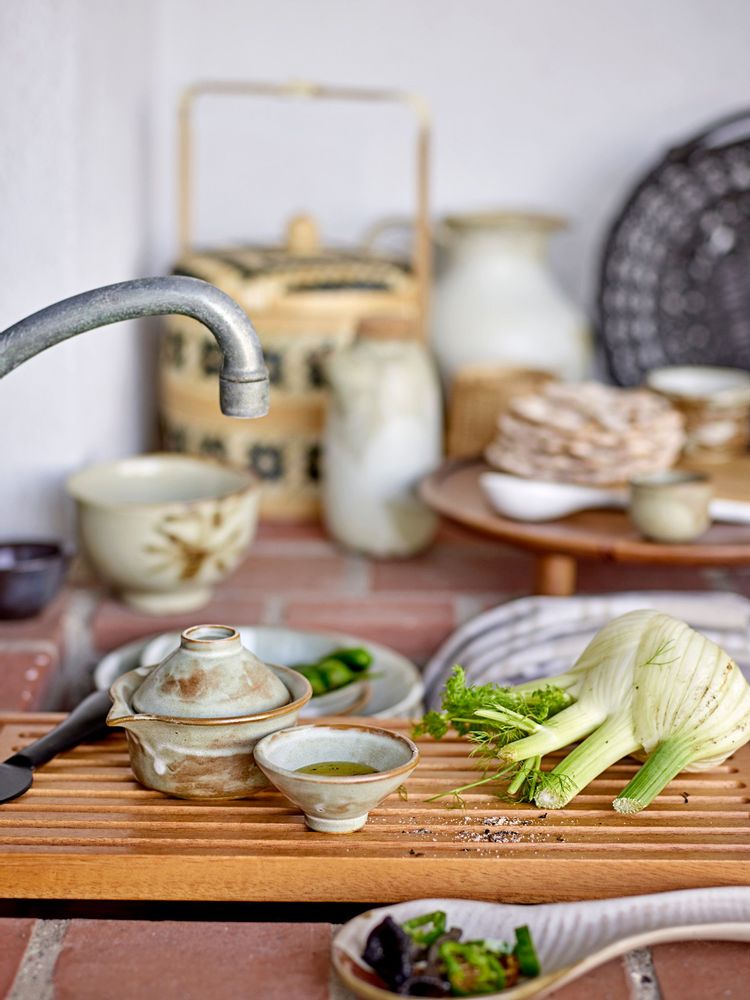 Bowls - Masami Soya Jug w/2 bowls, Nature, Stoneware - BLOOMINGVILLE MULTIBRAND HOUSE