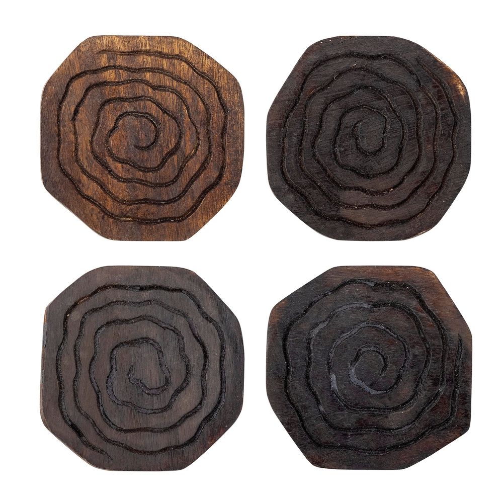 Sets de table - Cameron Dessous de verre, Marron, Mango Set of 4 - CREATIVE COLLECTION