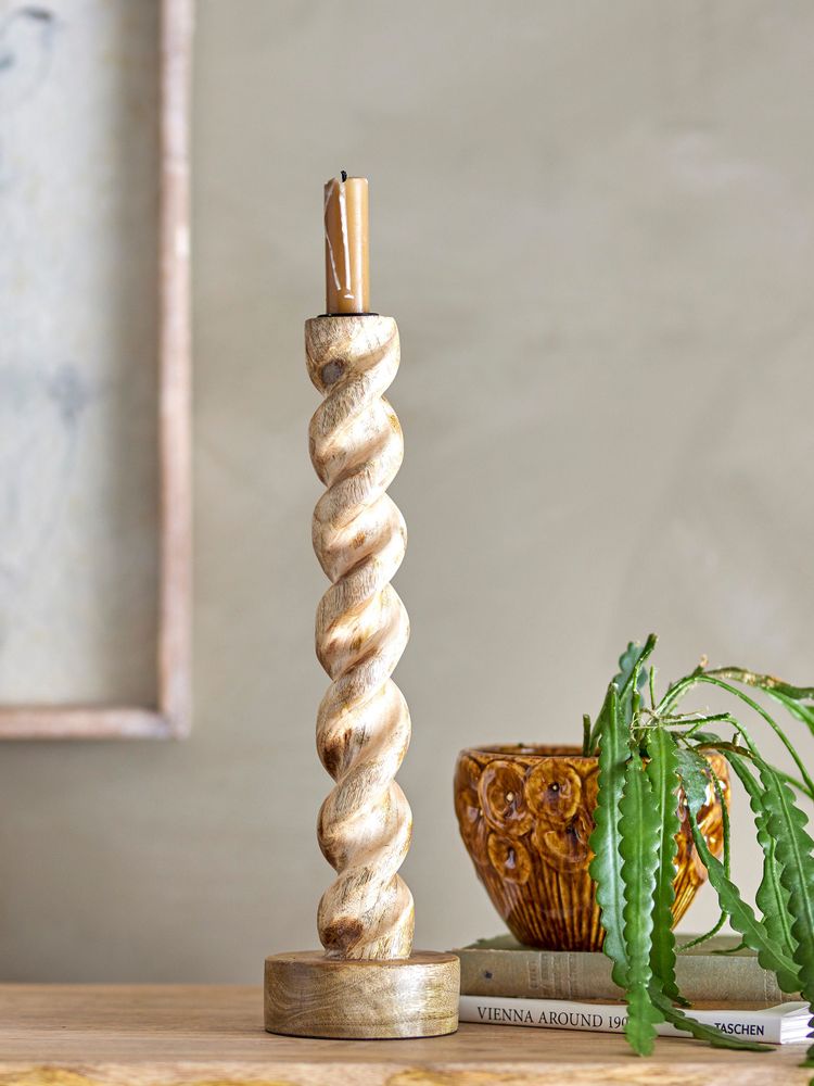 Candlesticks and candle holders - Enrica Candle Holder, Nature, Mango - CREATIVE COLLECTION