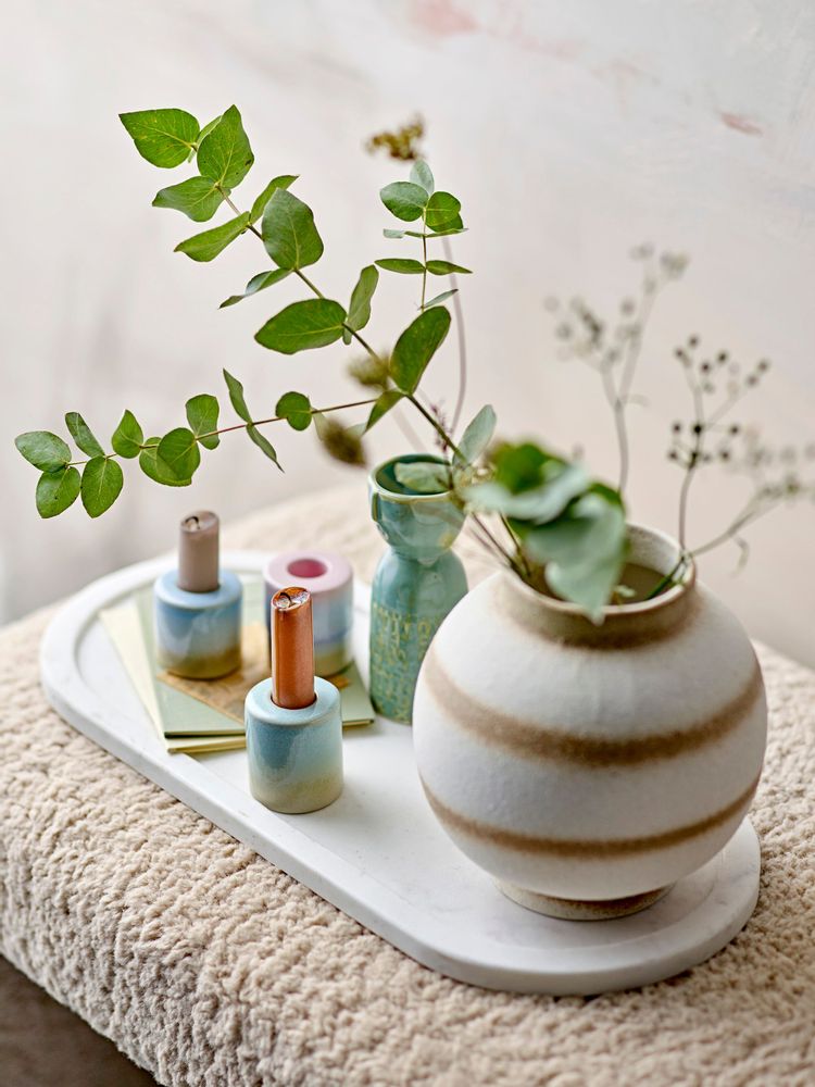 Candlesticks and candle holders - Safie Candle Holder, Green, Stoneware Set of 2 - BLOOMINGVILLE MULTIBRAND HOUSE