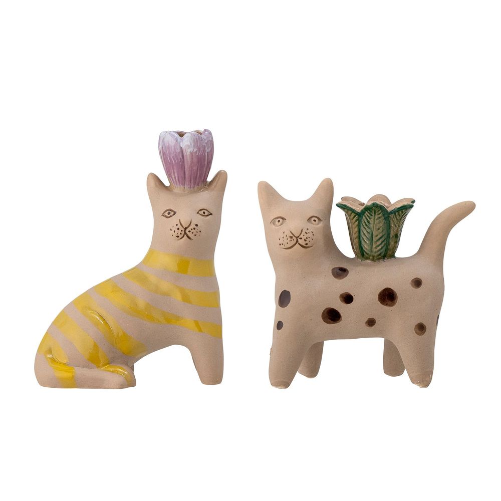 Bougeoirs et photophores - Mamie Bougeoir, Marron, Grès Set of 2 - BLOOMINGVILLE MULTIBRAND HOUSE