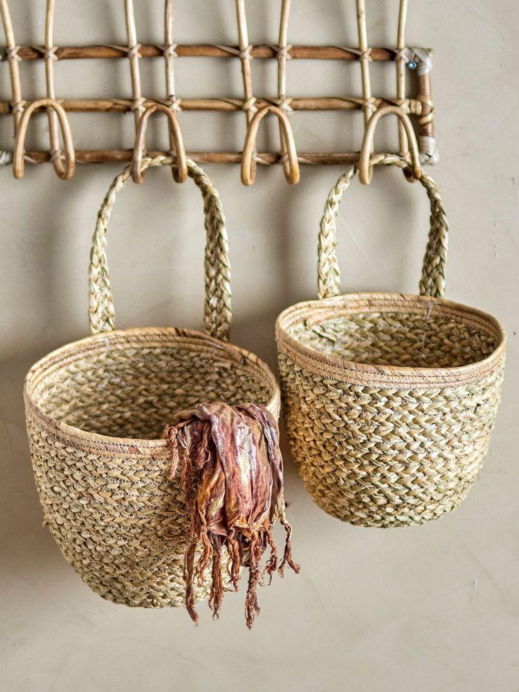 Shopping baskets - Amia Wall Basket, Nature, Seagrass Set of 2 - BLOOMINGVILLE MULTIBRAND HOUSE