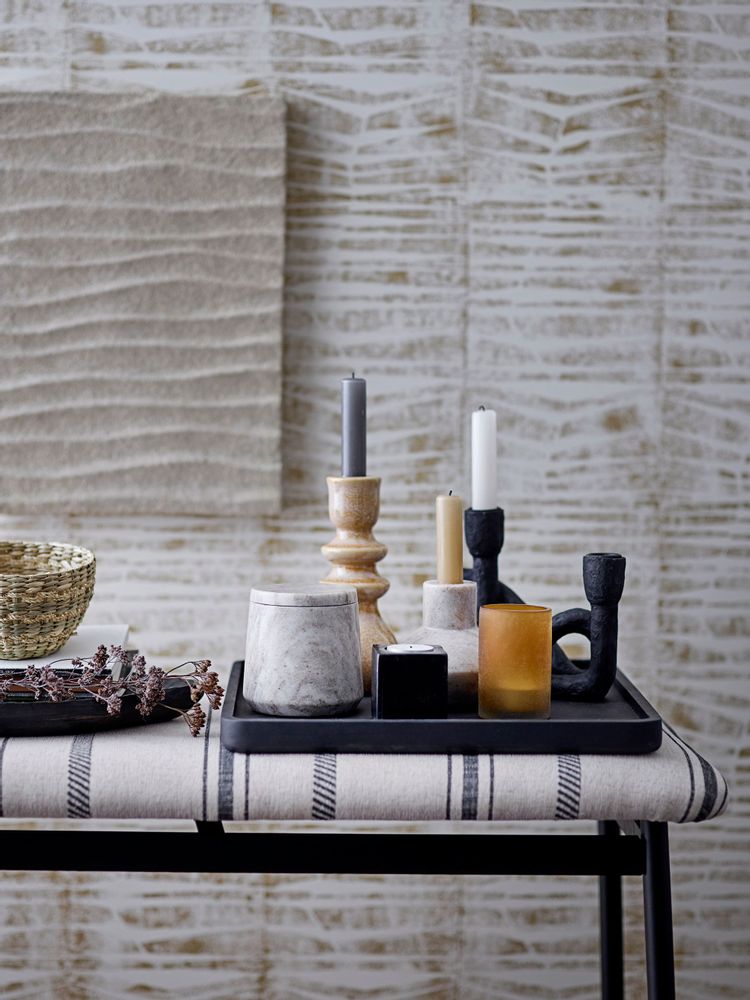 Bougeoirs et photophores  - Estel Photophore, Noir, Pierre ollaire  - BLOOMINGVILLE MULTIBRAND HOUSE