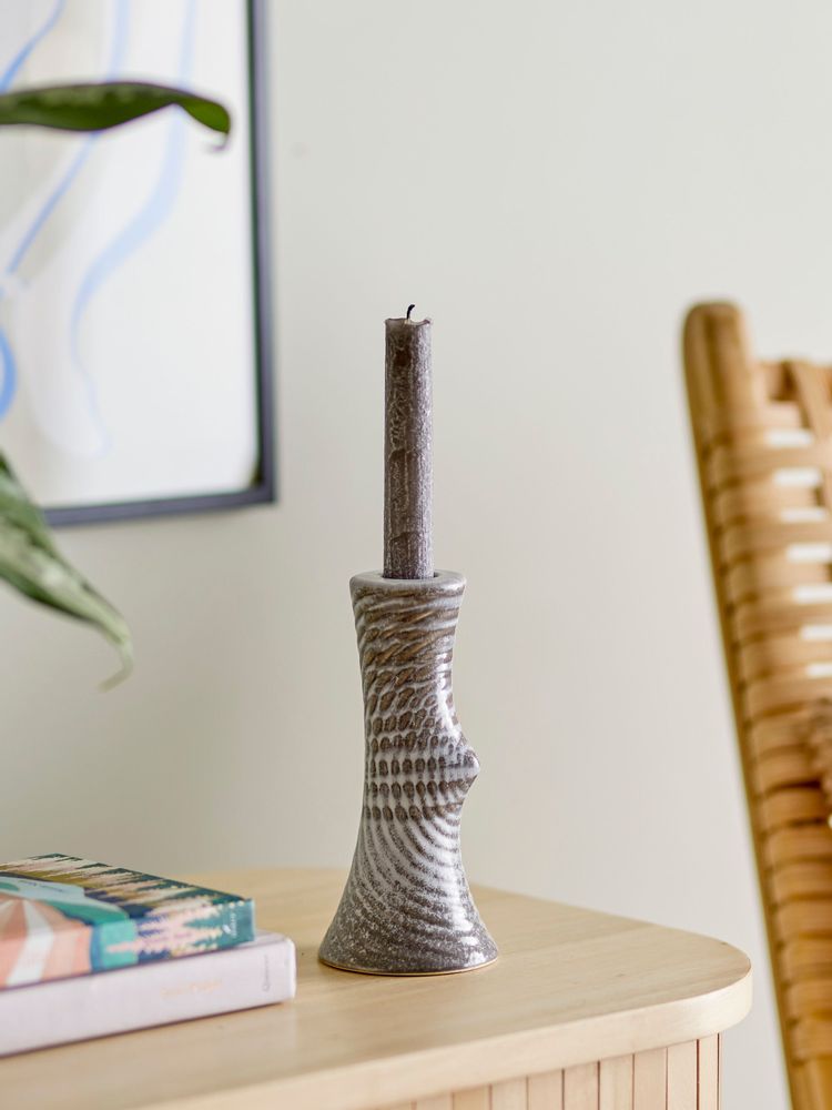 Candlesticks and candle holders - Raheem Candle Holder, Grey, Stoneware  - BLOOMINGVILLE MULTIBRAND HOUSE