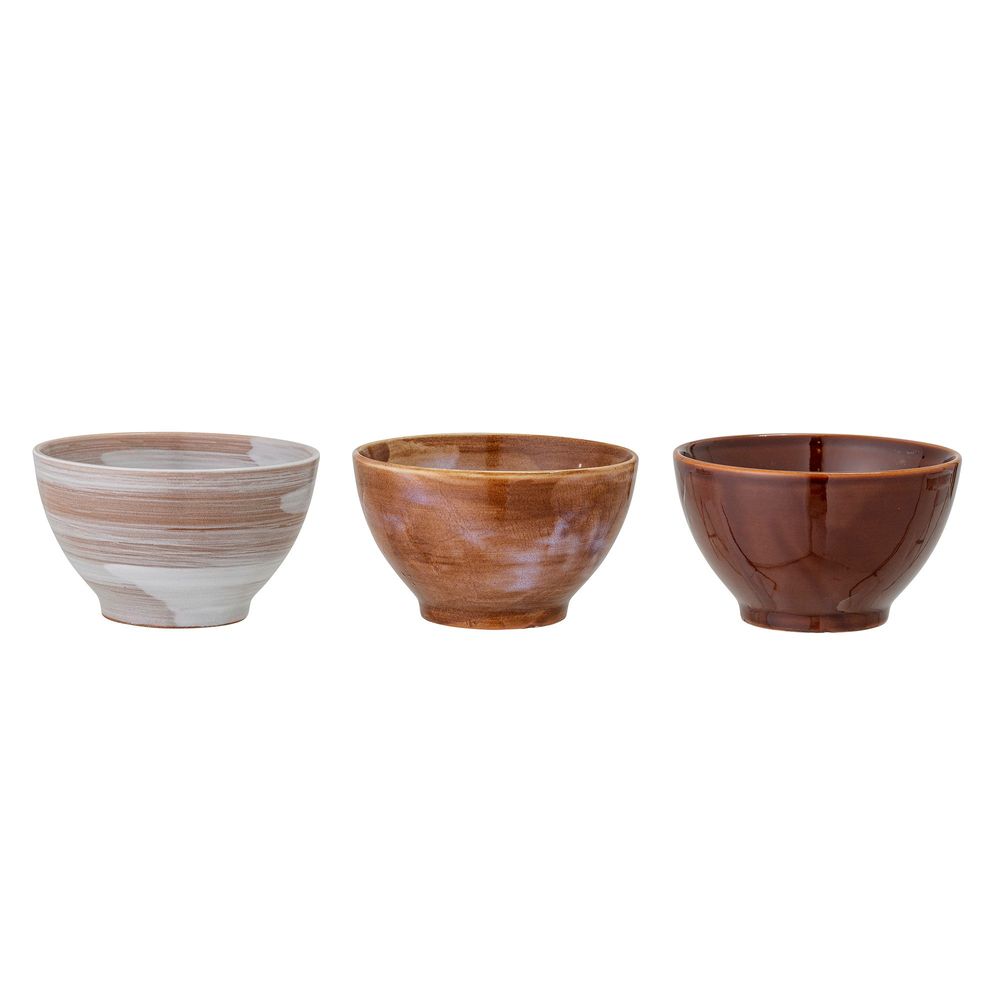 Bowls - Lotus Bowl, Brown, Stoneware Set of 3 - CREATIVE COLLECTION