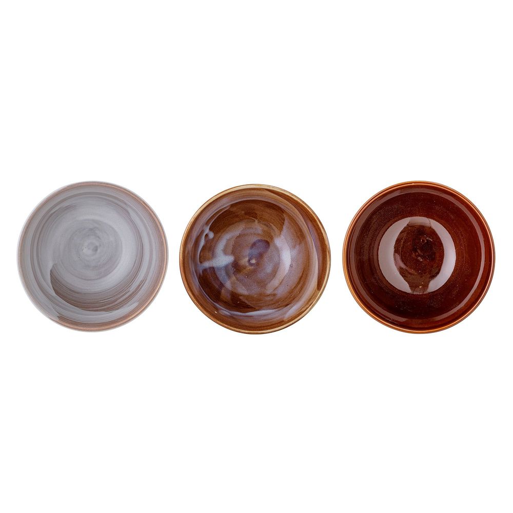 Bowls - Lotus Bowl, Brown, Stoneware Set of 3 - CREATIVE COLLECTION