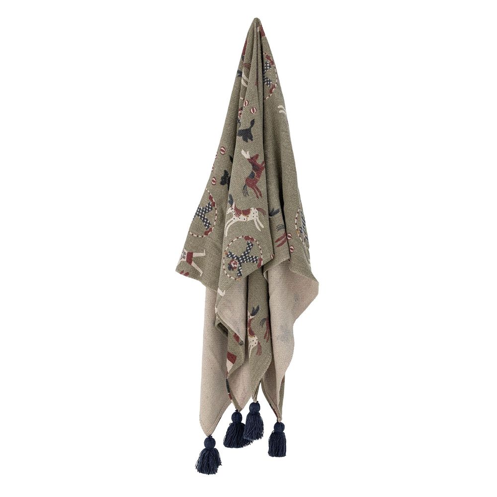 Plaids - Loome Plaid, Verte, Coton recyclé  - BLOOMINGVILLE MINI