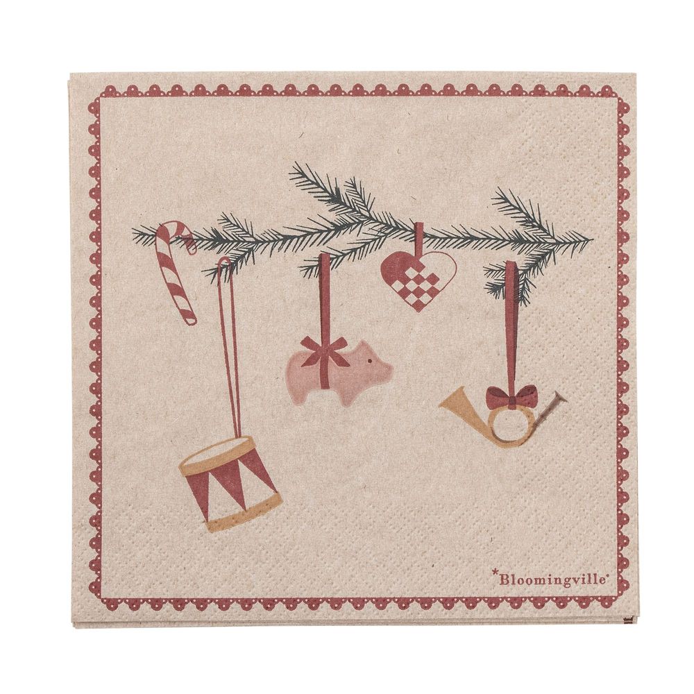 Serviettes - Yule Serviette, Rouge, FSC® Recycled, Papir Pack of 20 - BLOOMINGVILLE MULTIBRAND HOUSE