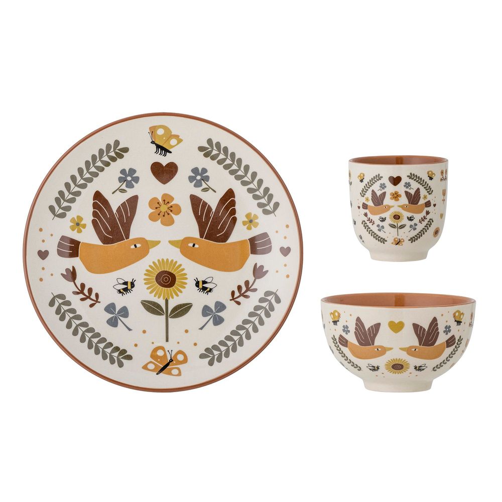 Assiettes au quotidien - Bryn Ensemble de vaisselle, Nature, Grès Set of 3 - BLOOMINGVILLE MINI