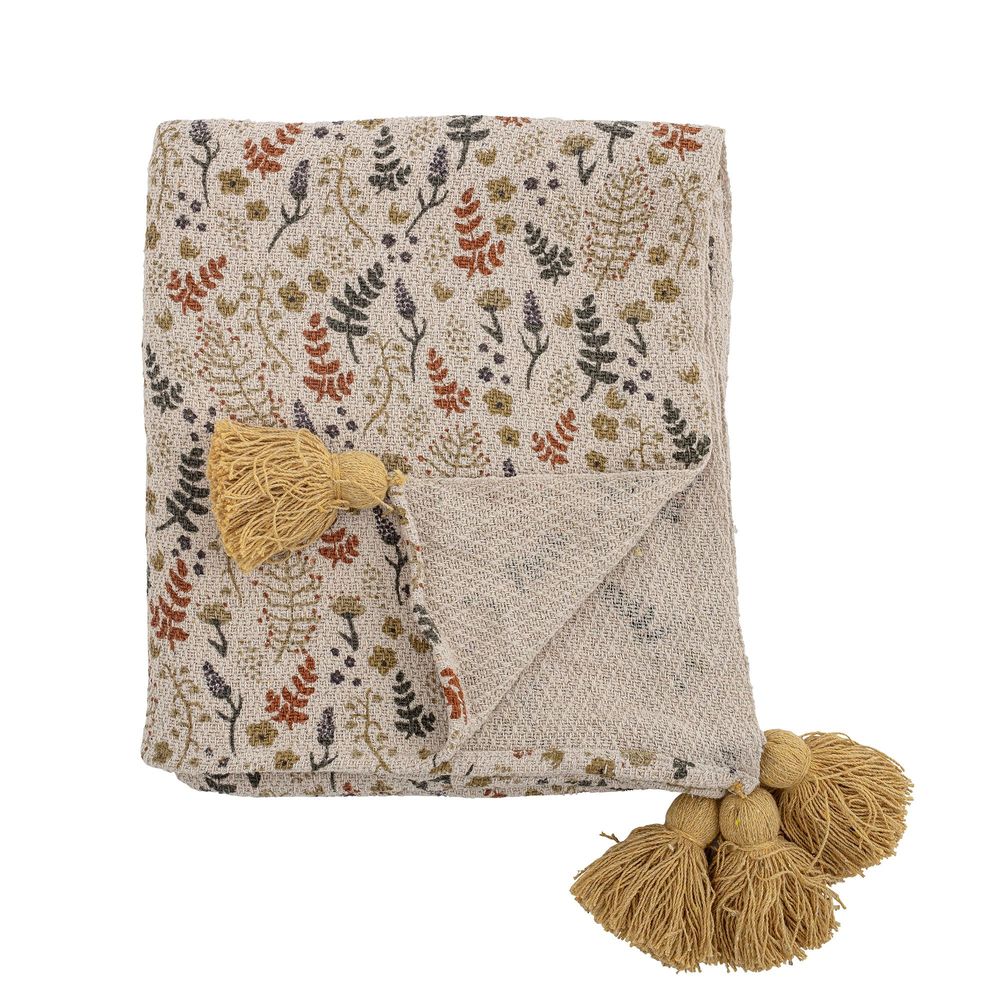Throw blankets - Filipa Throw, Yellow, Recycled Cotton - BLOOMINGVILLE MINI