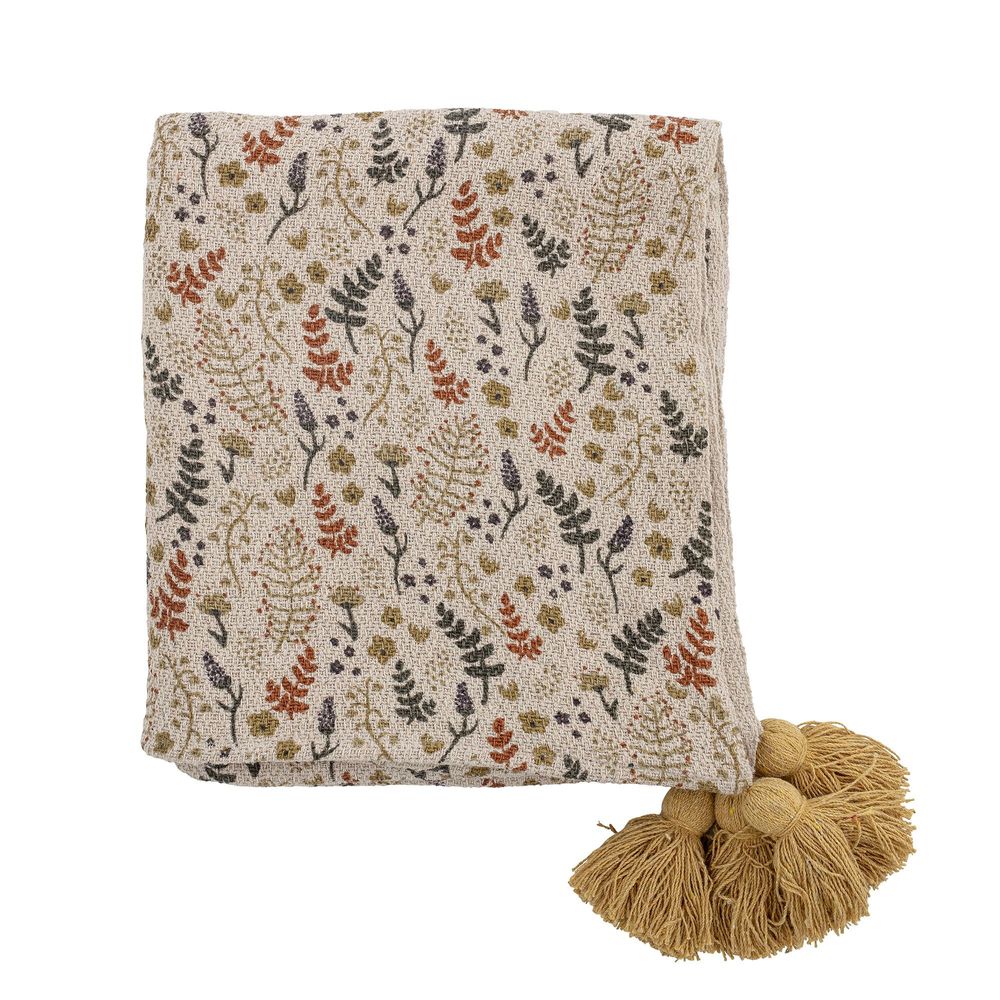 Throw blankets - Filipa Throw, Yellow, Recycled Cotton - BLOOMINGVILLE MINI