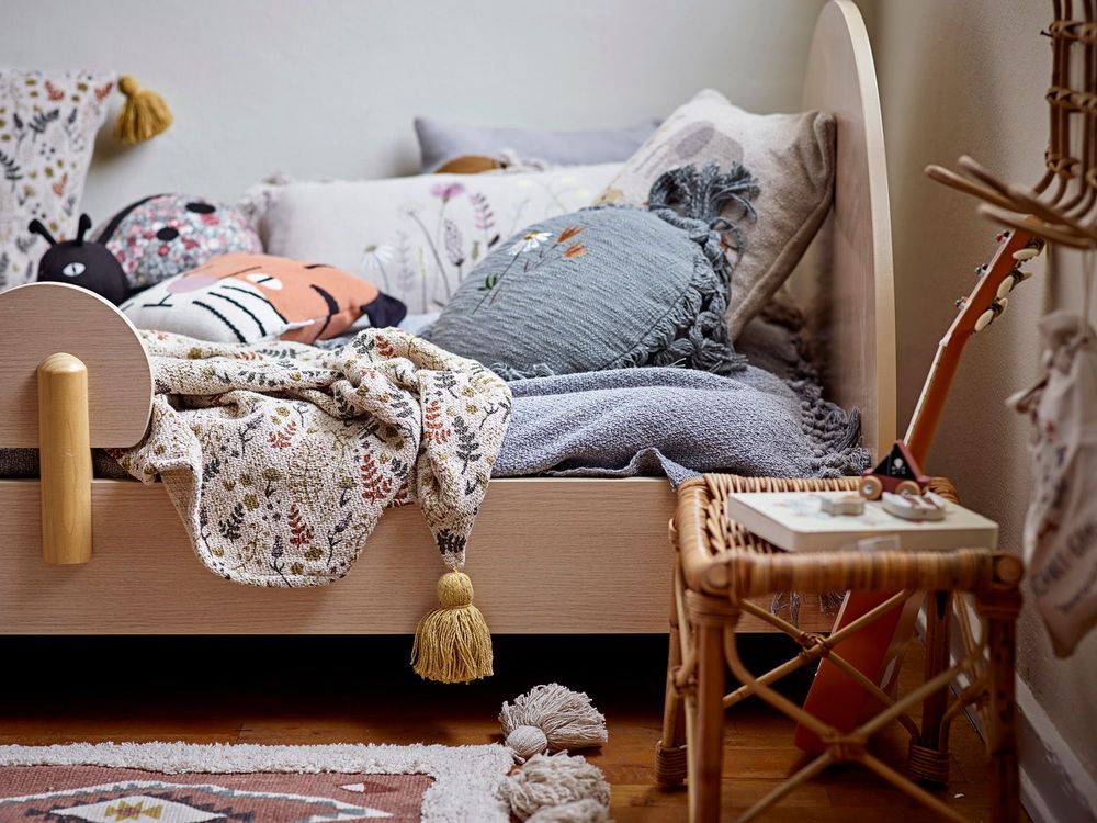 Throw blankets - Filipa Throw, Yellow, Recycled Cotton - BLOOMINGVILLE MINI