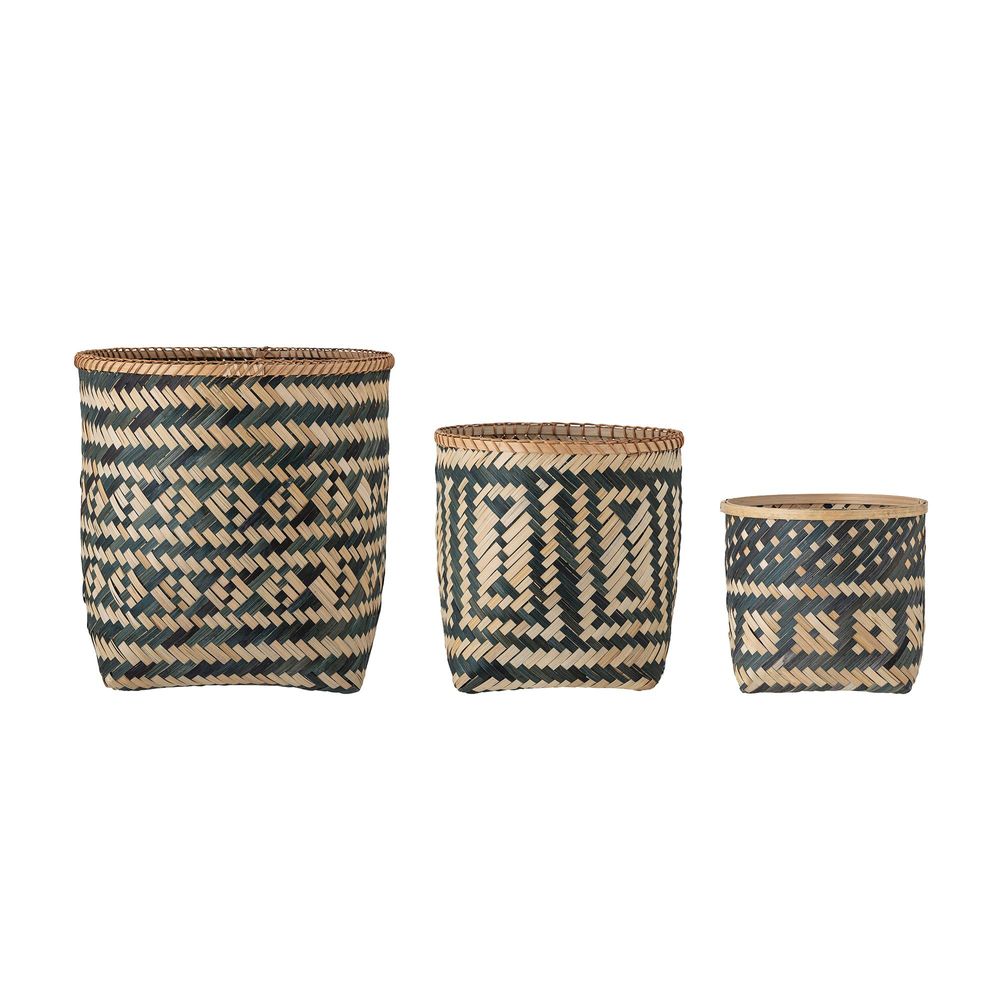 Shopping baskets - Jomo Basket, Black, Bamboo Set of 3 - BLOOMINGVILLE MULTIBRAND HOUSE