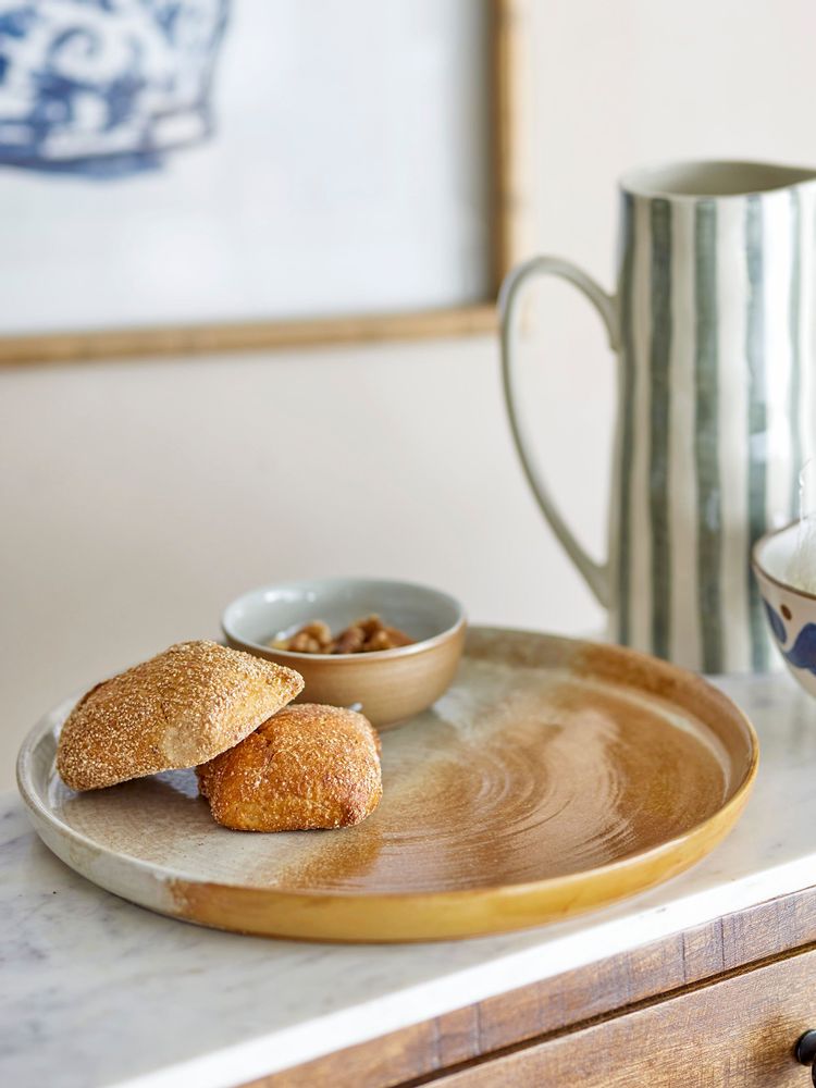 Kitchen utensils - Dahlia Serving Plate, Brown, Stoneware - CREATIVE COLLECTION