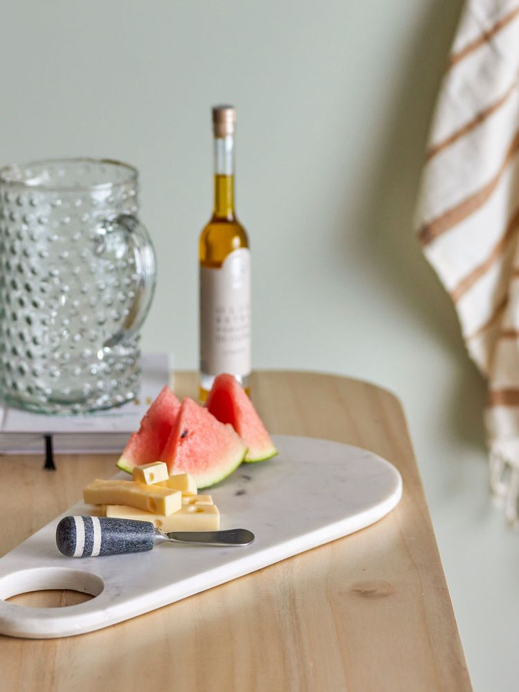 Kitchen utensils - Abrielle Serving Board w/Knife, White, Marble Set of 2 - BLOOMINGVILLE MULTIBRAND HOUSE