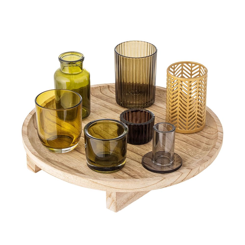 Bougeoirs et photophores - Sanga Plateau avec photophore, Nature, Verre Set of 8 - BLOOMINGVILLE MULTIBRAND HOUSE