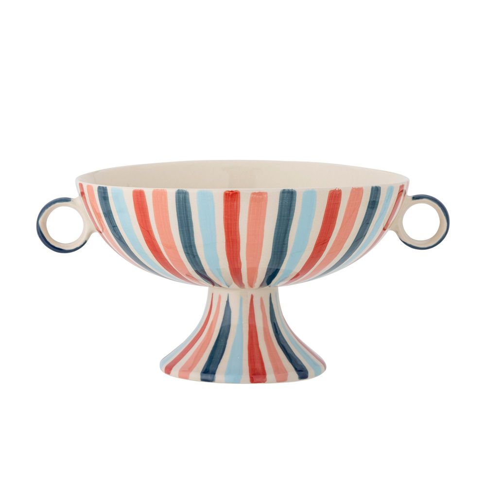 Bowls - Cyrus Pedestal Bowl, Blue, Stoneware - CREATIVE COLLECTION