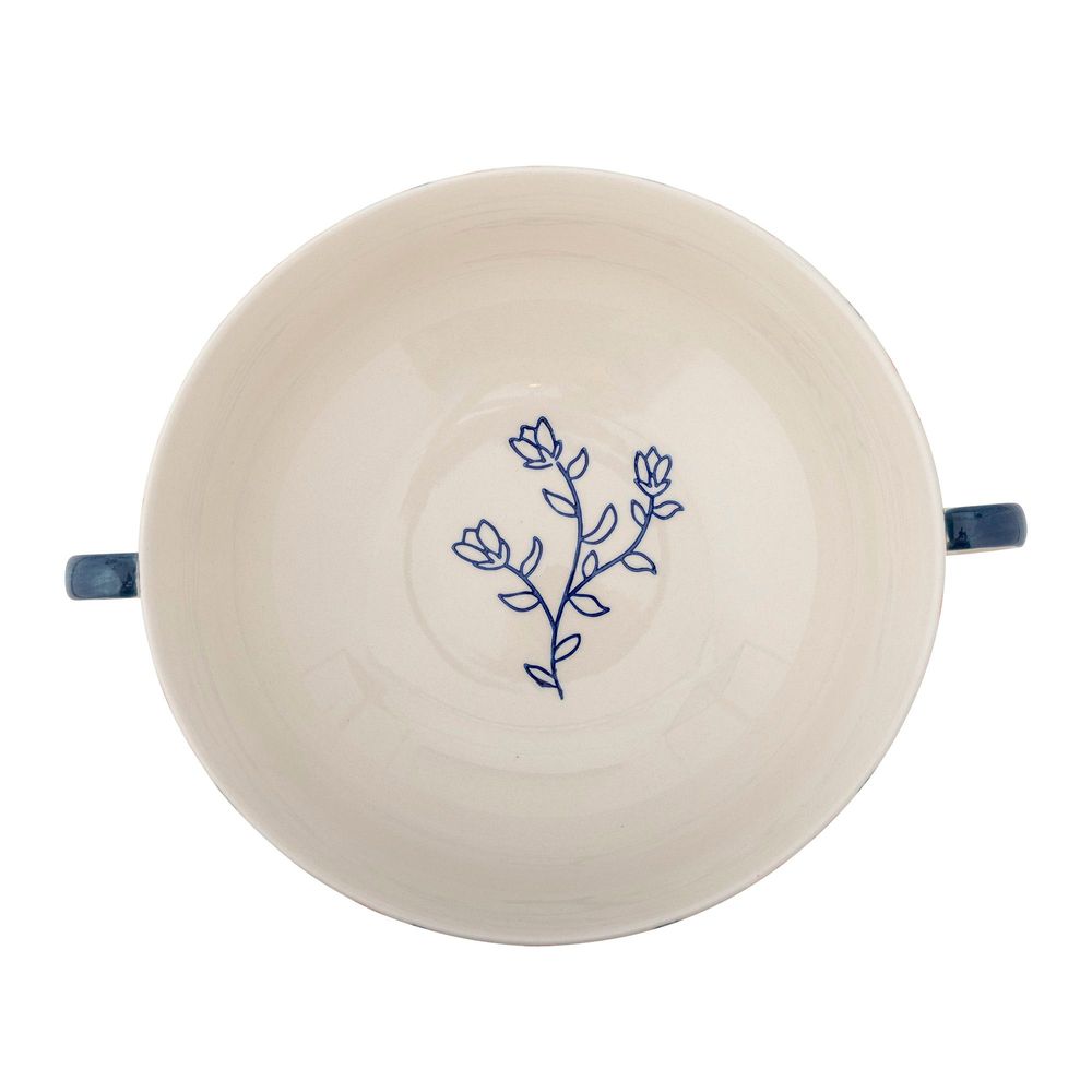 Bowls - Cyrus Pedestal Bowl, Blue, Stoneware - CREATIVE COLLECTION