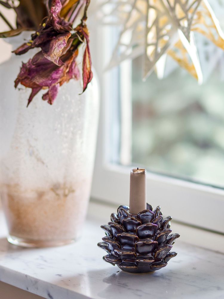 Bougeoirs et photophores - Pine Bougeoir, Marron, Grès - BLOOMINGVILLE MULTIBRAND HOUSE