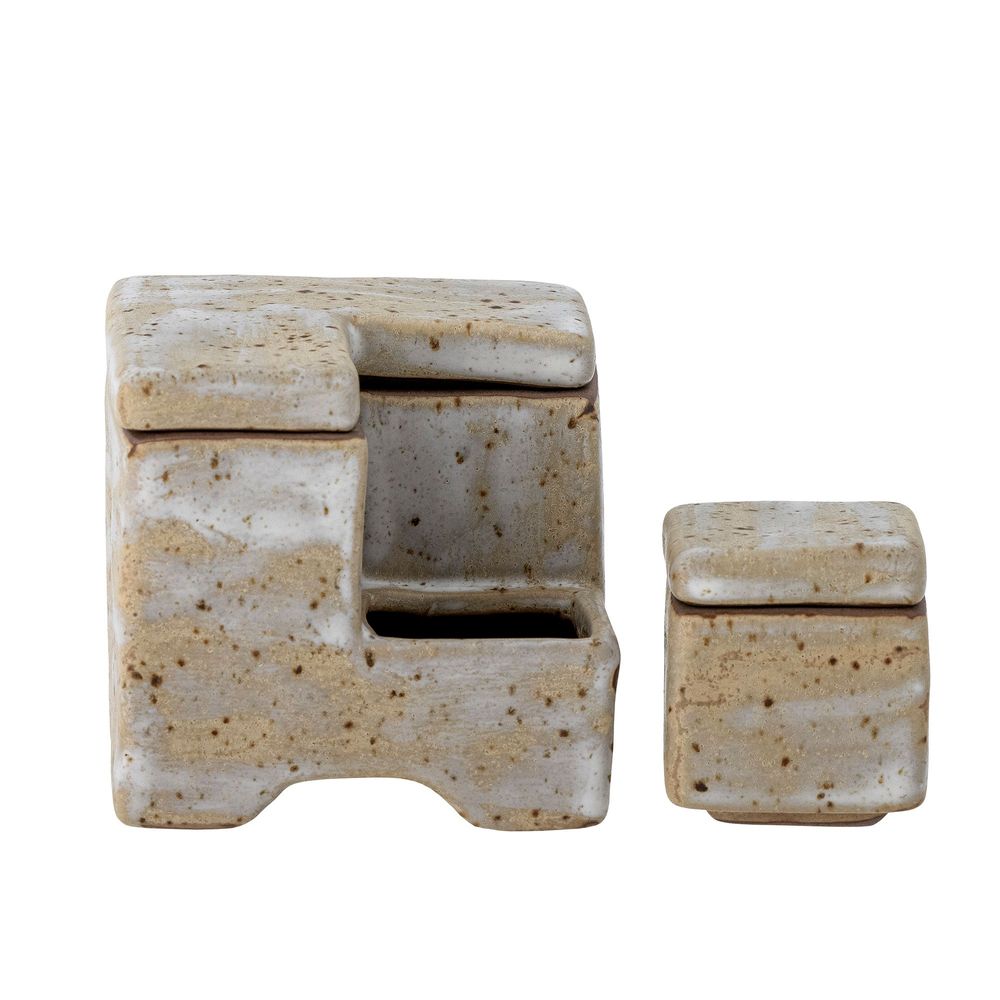 Boîtes de rangement - Madox Boîte avec couvercle, Gris, Grès - CREATIVE COLLECTION