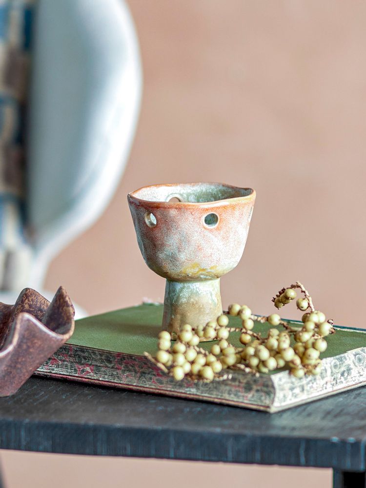 Candlesticks and candle holders - Loren Votive, Brown, Stoneware - CREATIVE COLLECTION