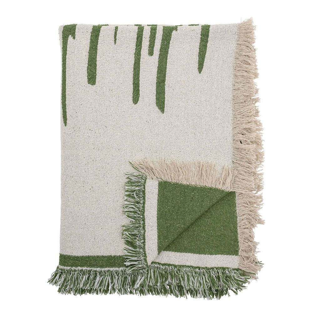 Throw blankets - Haxby Throw, Green, Recycled Cotton - BLOOMINGVILLE MULTIBRAND HOUSE