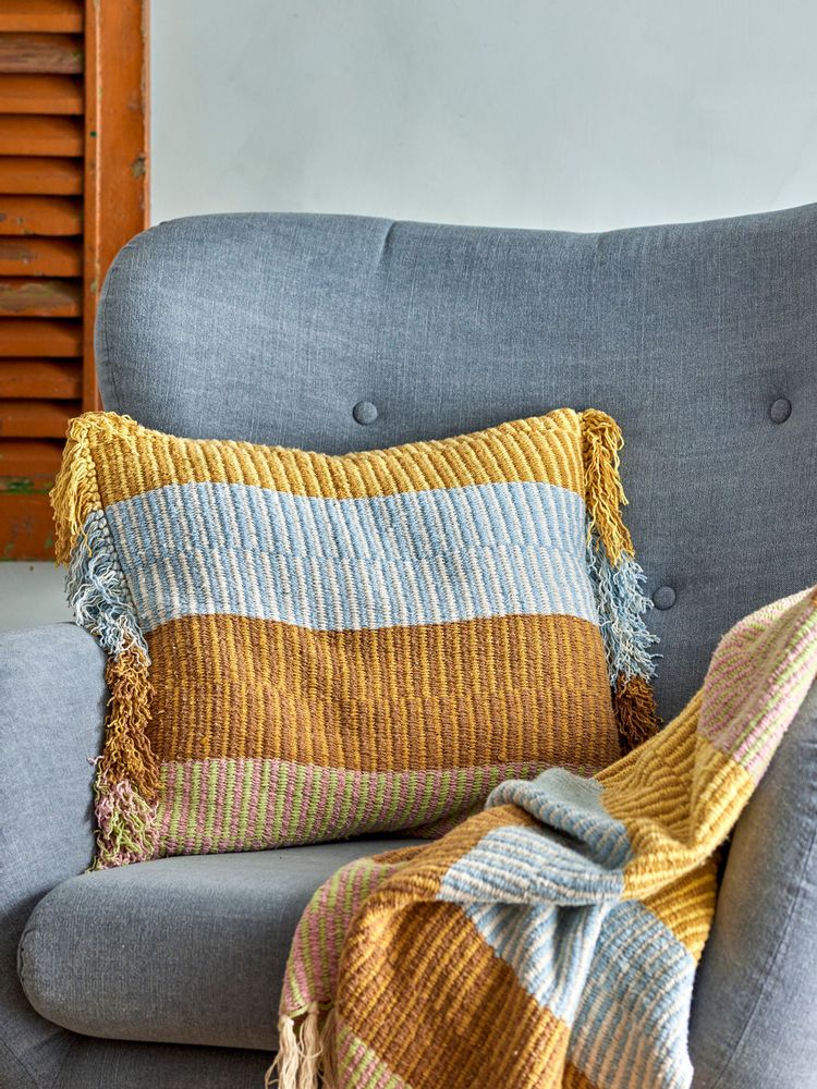 Throw blankets - Isnel Throw, Yellow, Recycled Cotton - CREATIVE COLLECTION