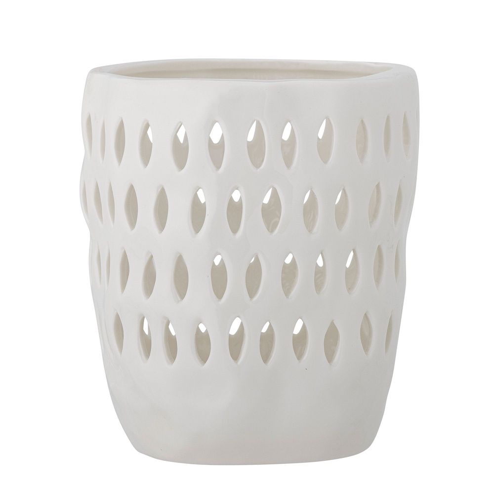 Bougeoirs et photophores  - Matil Photophore, Blanc, Grès  - BLOOMINGVILLE MULTIBRAND HOUSE
