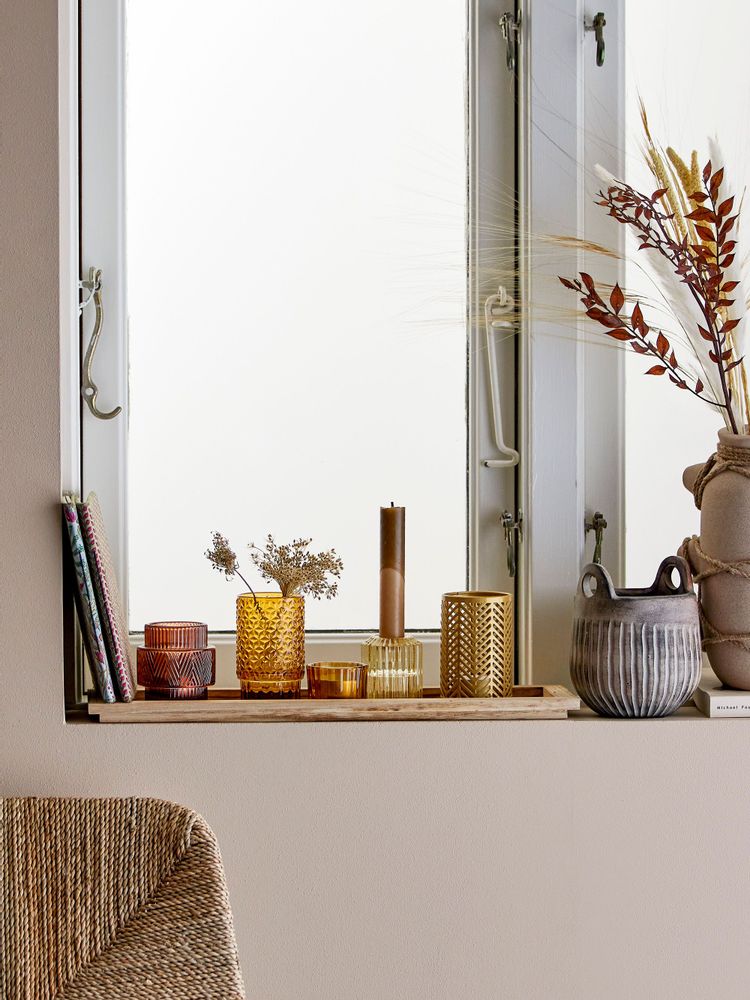 Candlesticks and candle holders - Sanga Tray w/Votive, Brown, Glass Set of 6 - BLOOMINGVILLE MULTIBRAND HOUSE