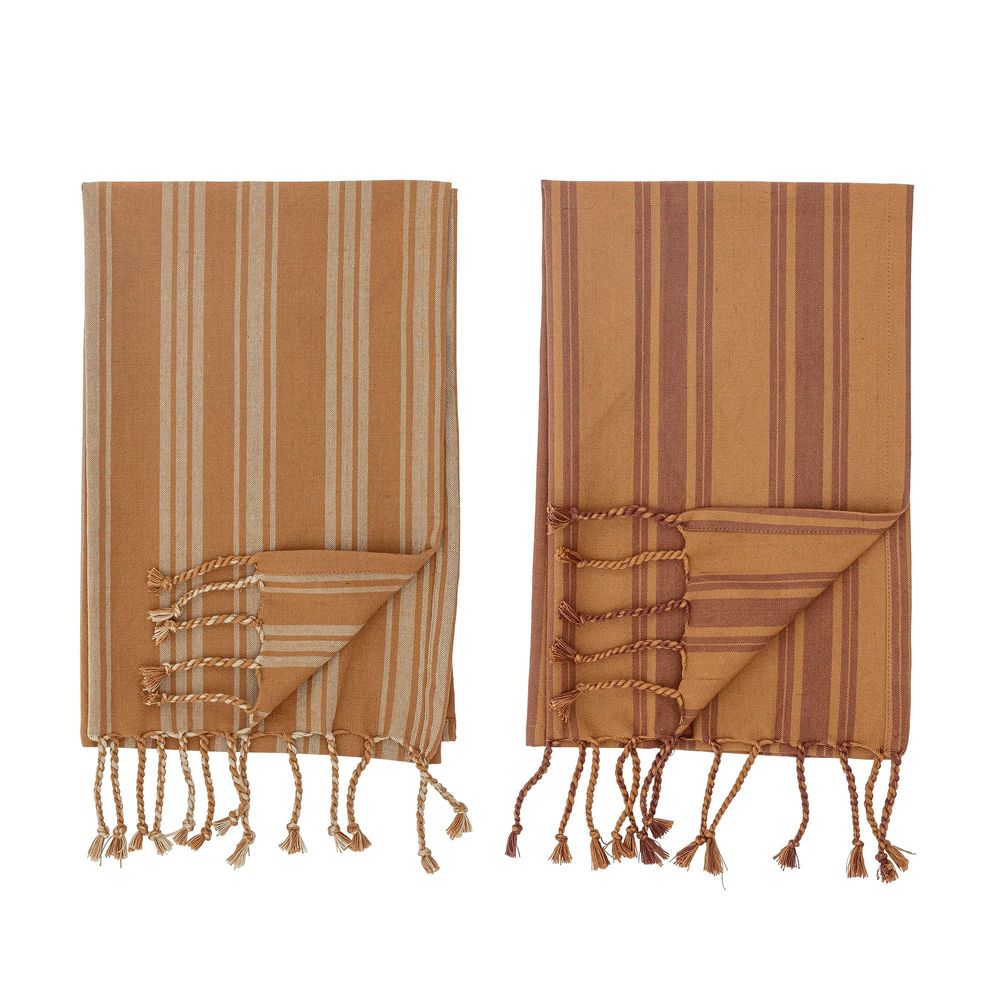 Brushes - Elyza Kitchen Towel, Brown, Cotton Pack of 2 - CREATIVE COLLECTION