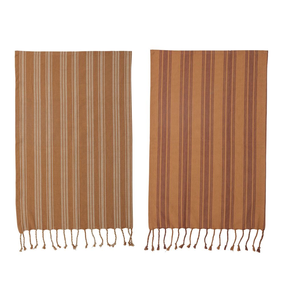 Brushes - Elyza Kitchen Towel, Brown, Cotton Pack of 2 - CREATIVE COLLECTION
