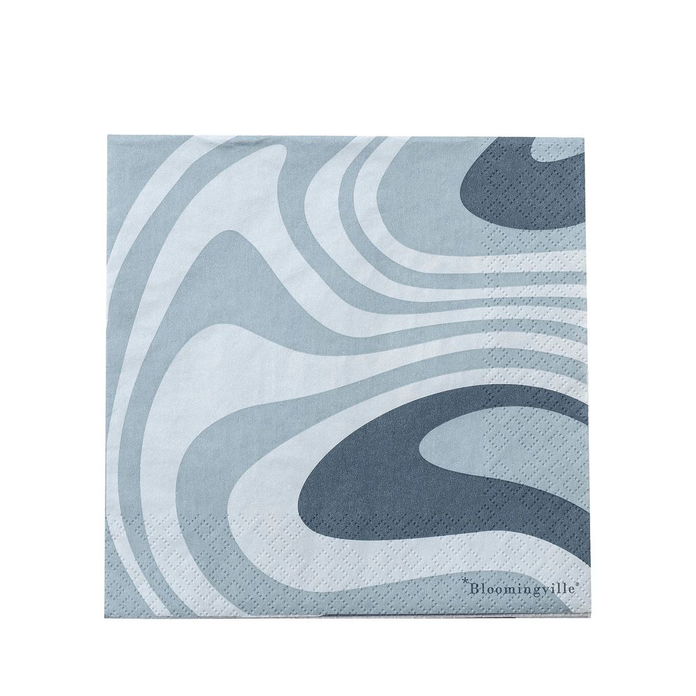 Serviettes - Niloa Serviette, Blue, FSC® Mix, Papier Pack of 20 - BLOOMINGVILLE MULTIBRAND HOUSE