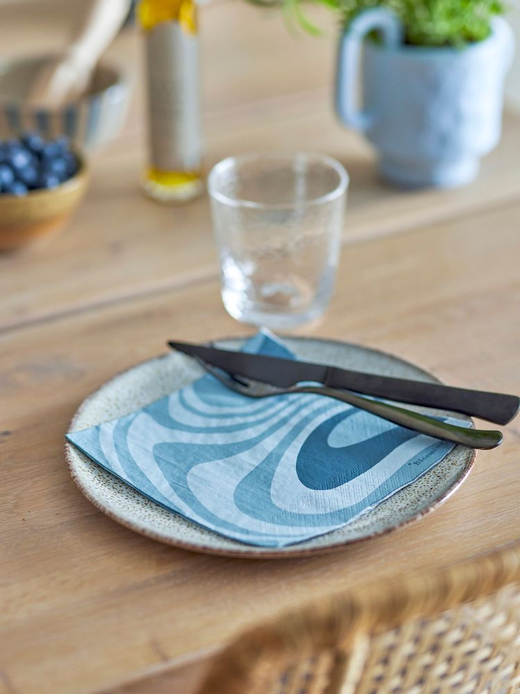 Serviettes - Niloa Serviette, Blue, FSC® Mix, Papier Pack of 20 - BLOOMINGVILLE MULTIBRAND HOUSE