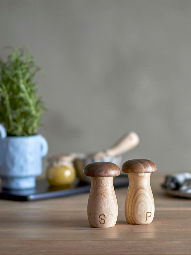 Kitchen utensils - Rahim Salt & Pepper Shaker Set, Brown, Rubberwood - BLOOMINGVILLE MULTIBRAND HOUSE