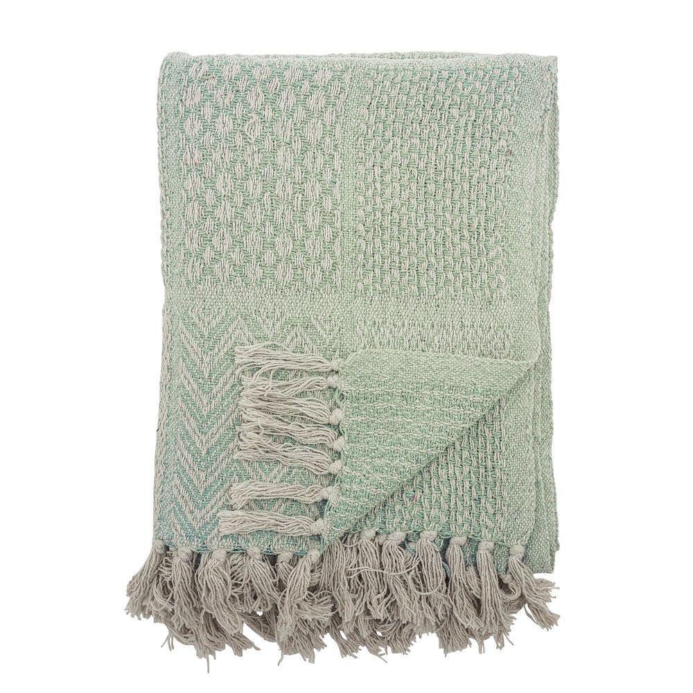 Throw blankets - Rodion Throw, Green, Recycled Cotton  - BLOOMINGVILLE MULTIBRAND HOUSE