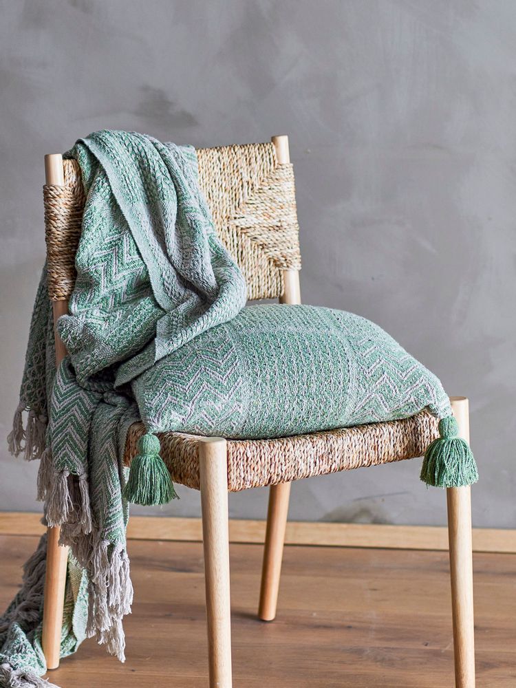 Throw blankets - Rodion Throw, Green, Recycled Cotton  - BLOOMINGVILLE MULTIBRAND HOUSE