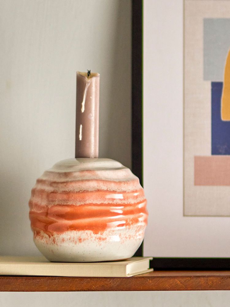 Bougeoirs et photophores - Paula Bougeoir, Orange, Grès - BLOOMINGVILLE MULTIBRAND HOUSE