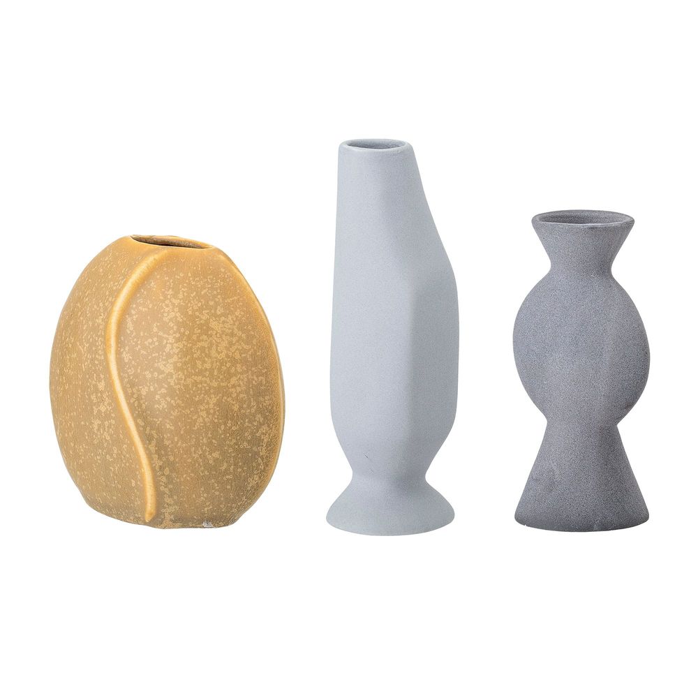 Vases - Miacecilia Vase, Yellow, Stoneware Set of 3 - BLOOMINGVILLE MULTIBRAND HOUSE