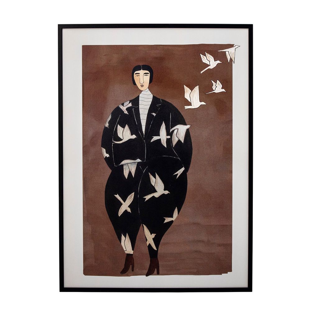Autres décorations murales - Bologna Illustration avec cadre, Noir, Pin - BLOOMINGVILLE MULTIBRAND HOUSE