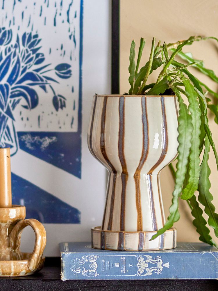 Flower pots - Agna Flowerpot, Brown, Stoneware - BLOOMINGVILLE MULTIBRAND HOUSE