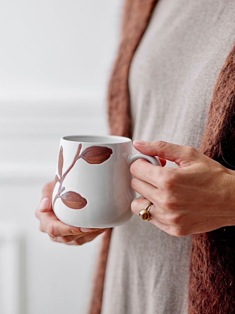 Mugs - Nethe Mug, White, Stoneware Set of 2 - CREATIVE COLLECTION