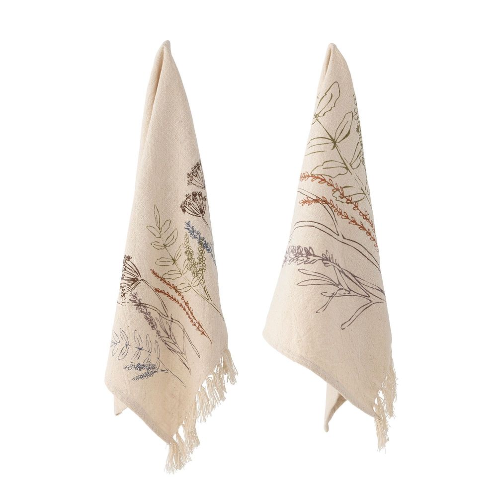 Brushes - Bea Kitchen Towel, Nature, Cotton Set of 2 - BLOOMINGVILLE
