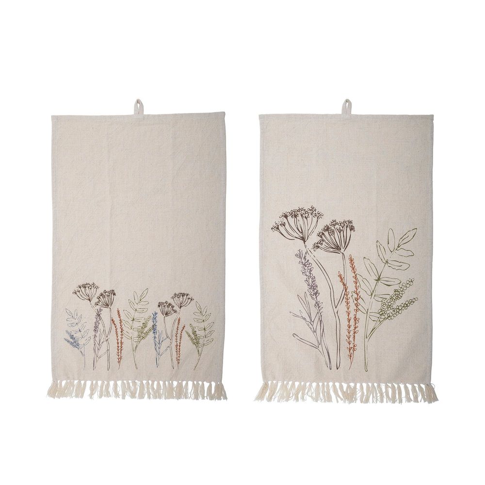 Brushes - Bea Kitchen Towel, Nature, Cotton Set of 2 - BLOOMINGVILLE